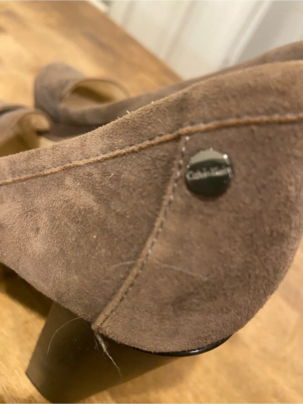 Classic Women's Suede Loafer Pumps in Taupe